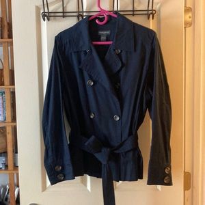 Short navy banana republic trench coat. XL.